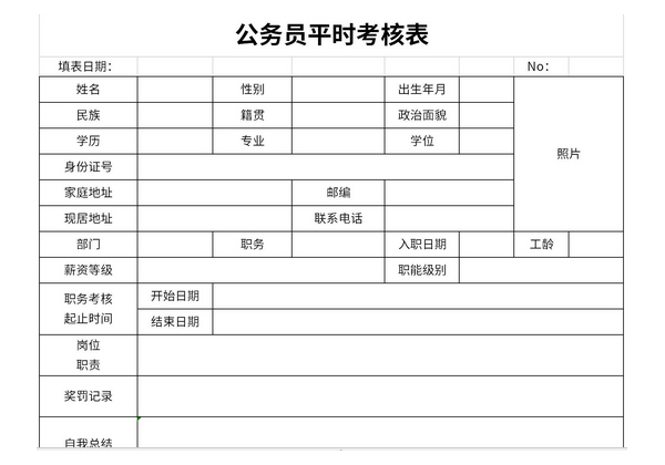 公务员平时考核表