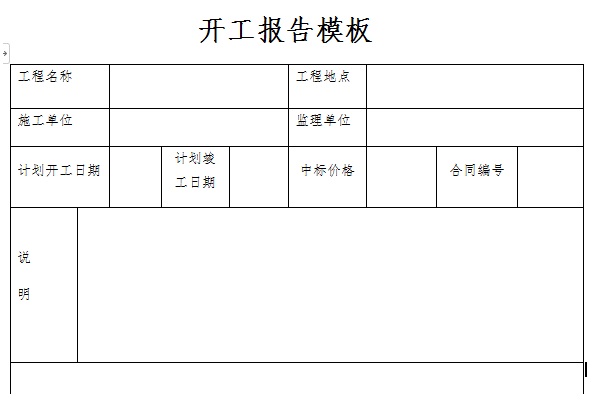 开工报告模板