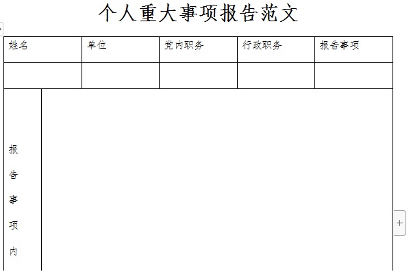 个人重大事项报告范文