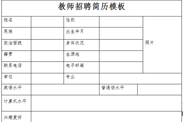 教師招聘簡歷模板免費版