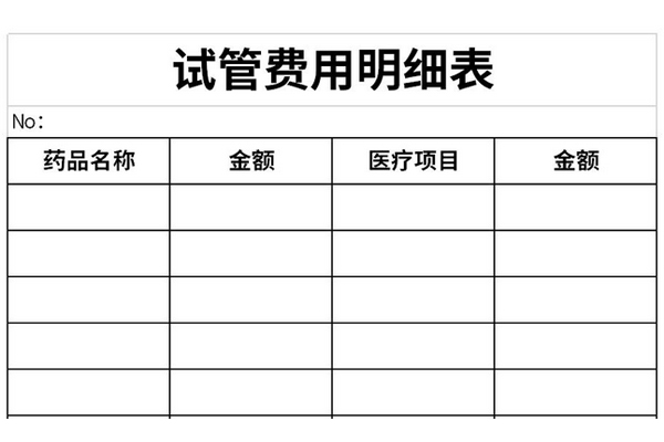 试管费用明细表