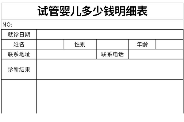 试管婴儿多少钱明细表