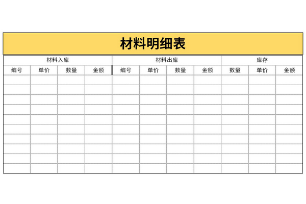 最新材料明细表