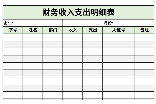 财务收入支出明细表