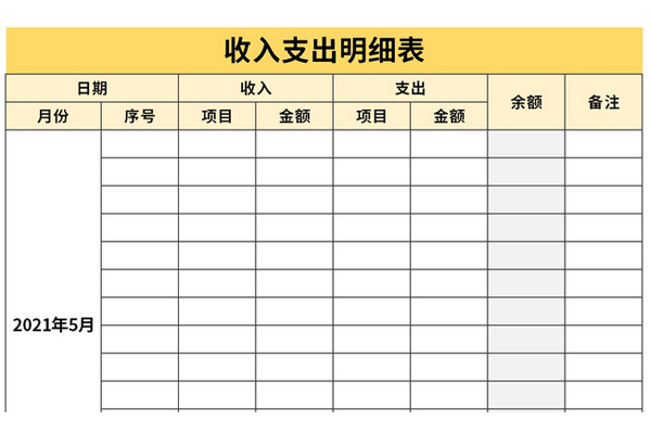 2021收入支出明细表