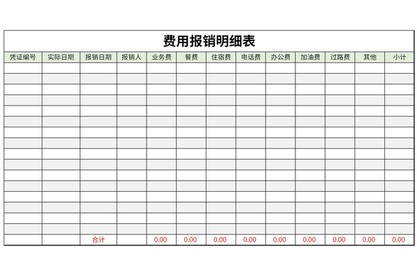 最新费用报销明细表