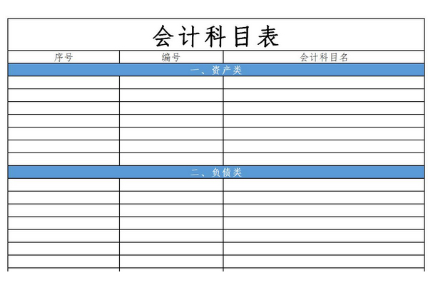 新会计科目表