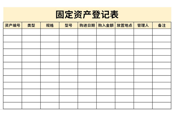 固定资产登记表模板