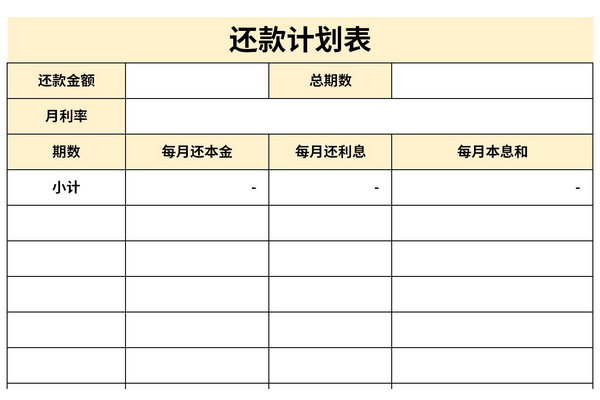 还款计划表