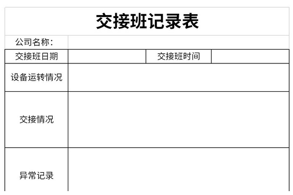 交接班记录表