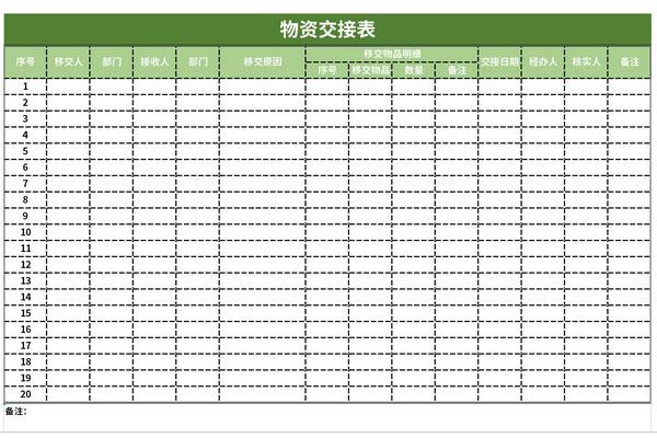 物资交接表