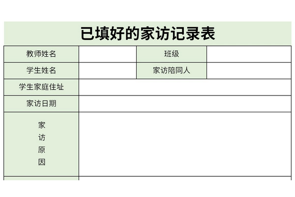 已填好的家访记录表