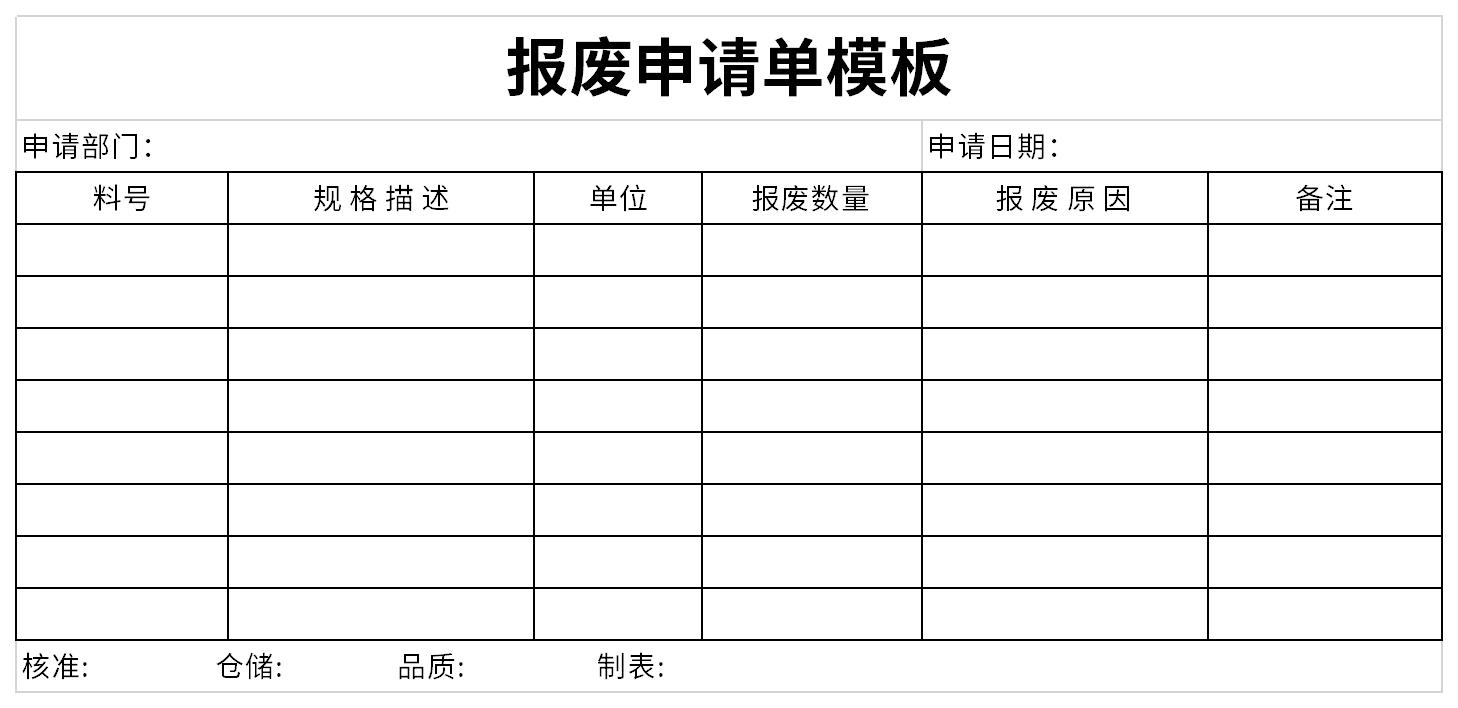 报废申请单模板