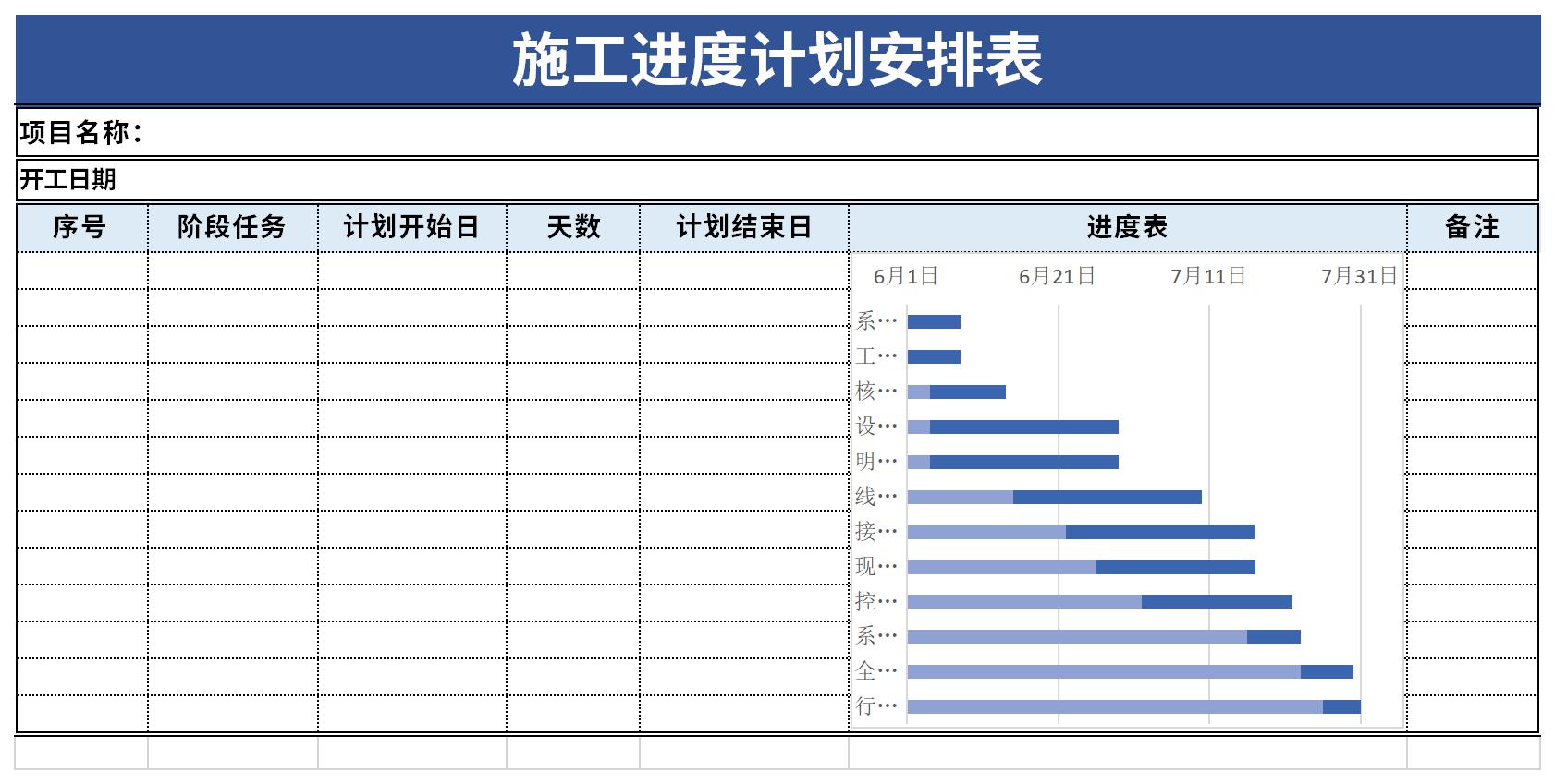 施工进度计划安排表