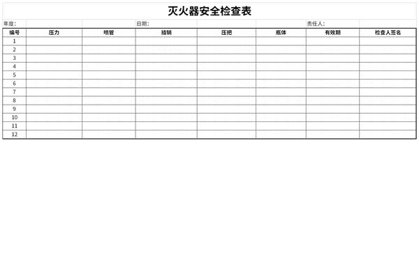 灭火器安全检查表