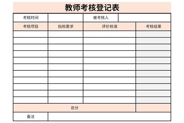 教师考核登记表