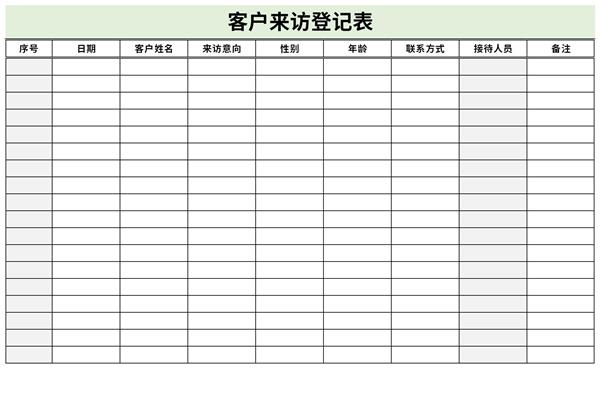 客户来访登记表