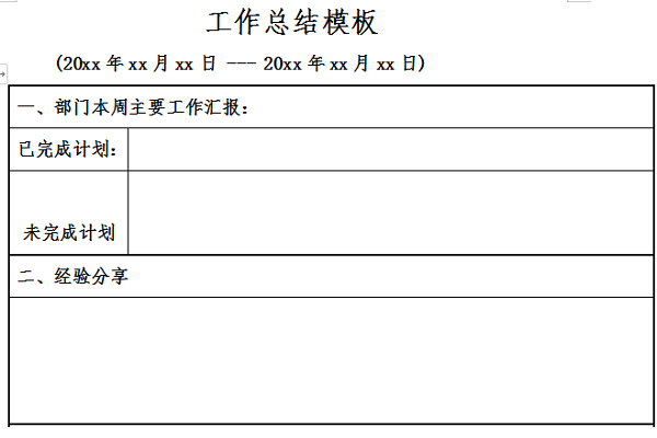 工作总结表格模板