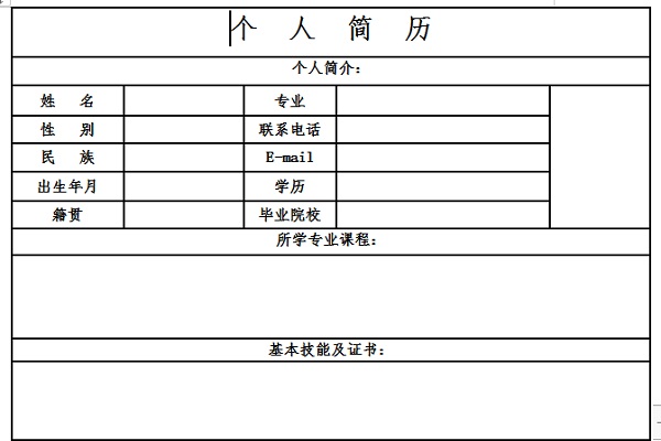 正规个人简历