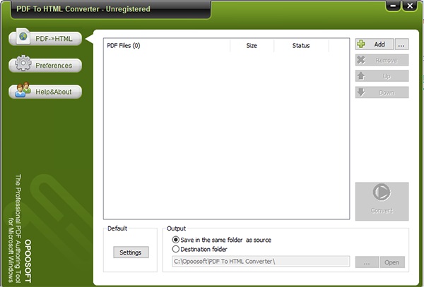 Opoosoft PDF To HTML Converter