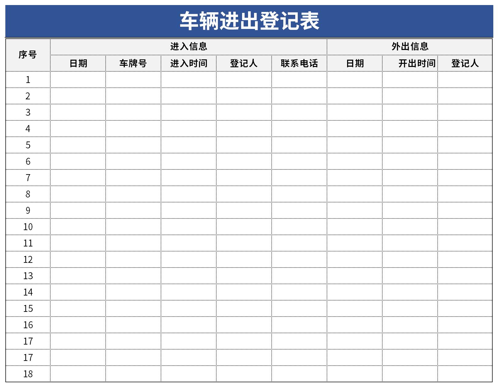 車輛信息登記表截圖