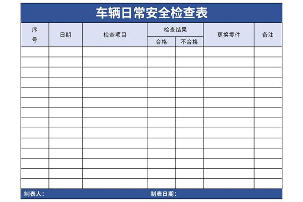 车辆日常安全检查表