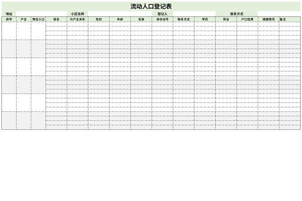 流动人口登记表