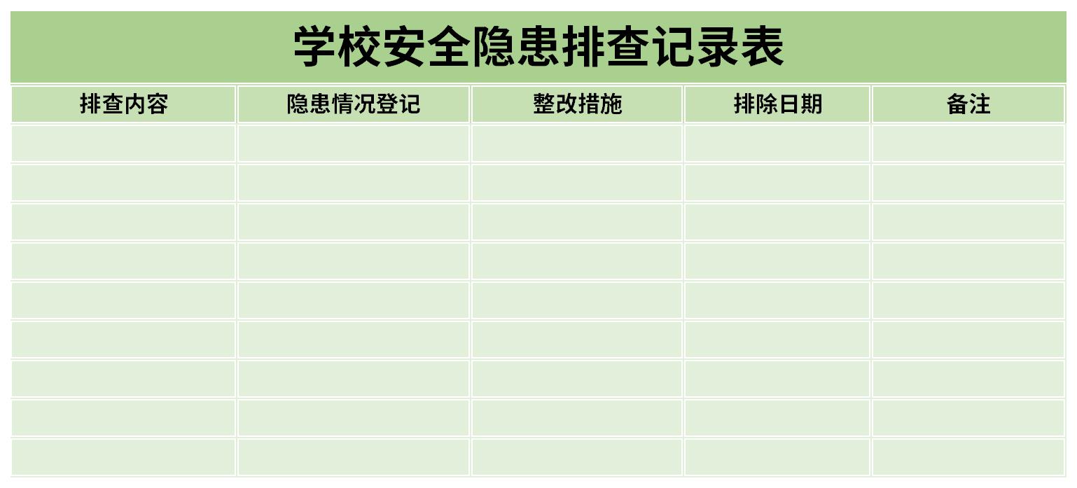 学校安全隐患排查记录表截图