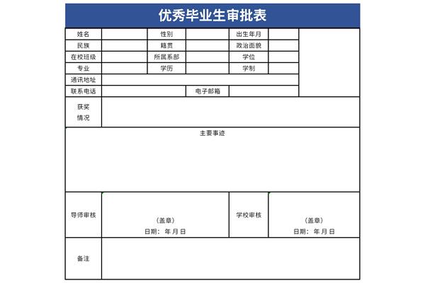 优秀毕业生审批表