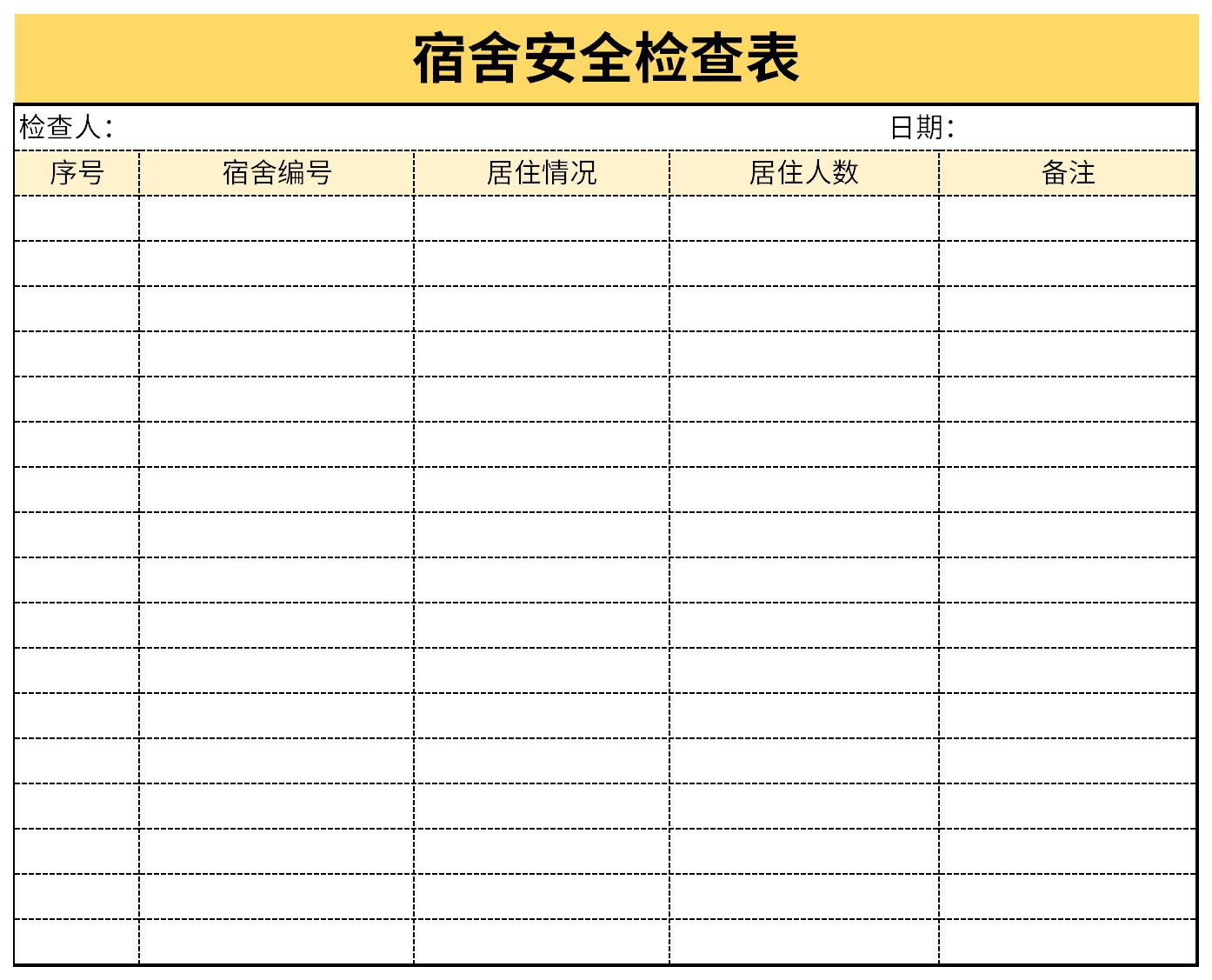 宿舍安全檢查表是包括寢室,衛生間,洗浴間,陽臺等是否符合安全檢查