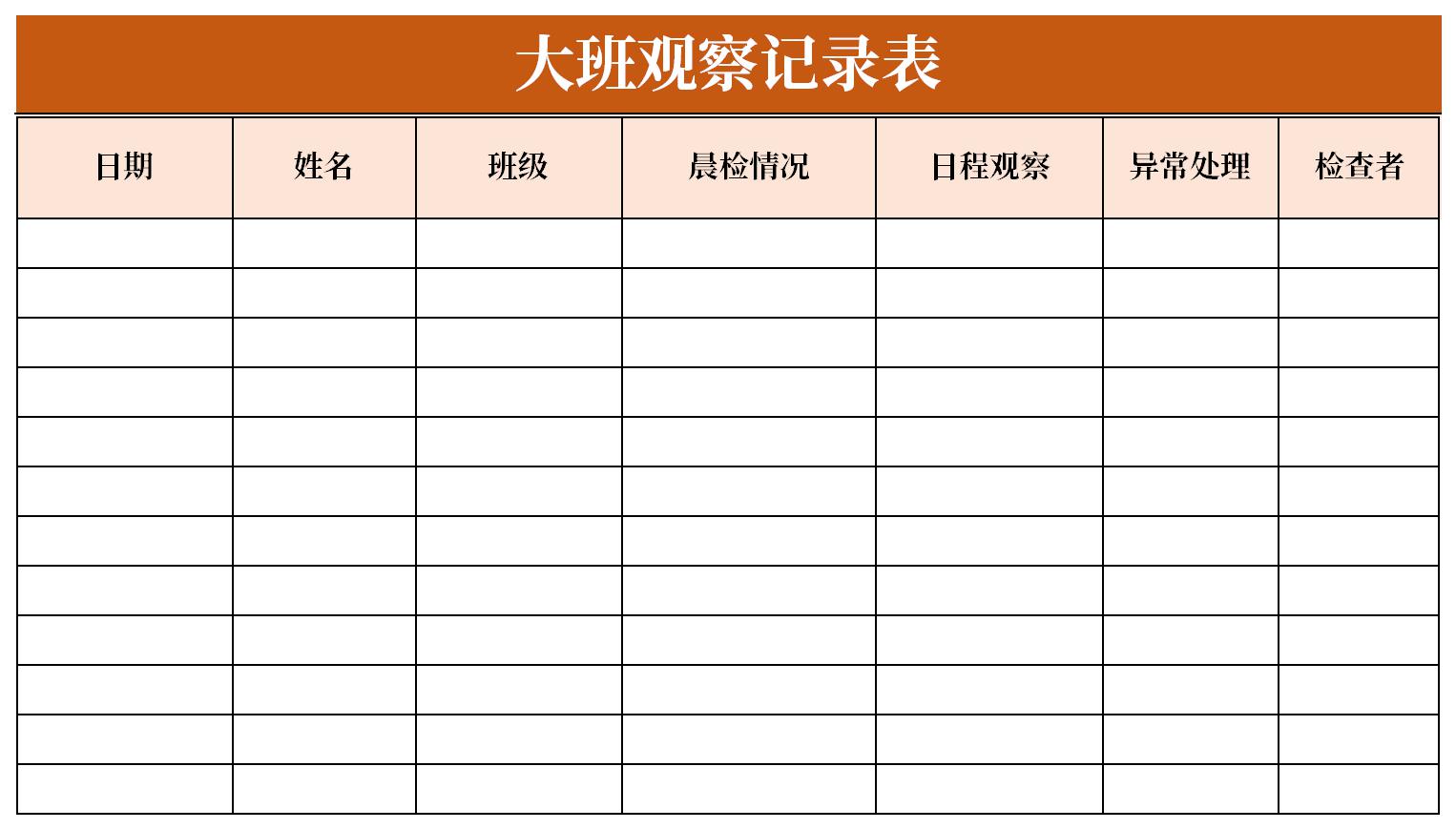 大班观察记录表截图