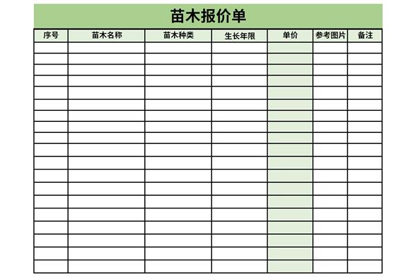 苗木报价单(苗木报价单怎么做)