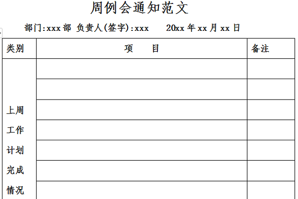 周例会通知范文