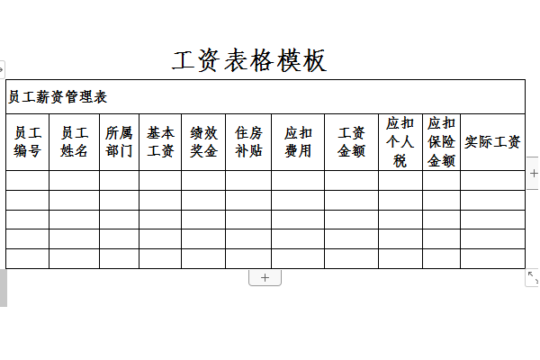 工资表格模板