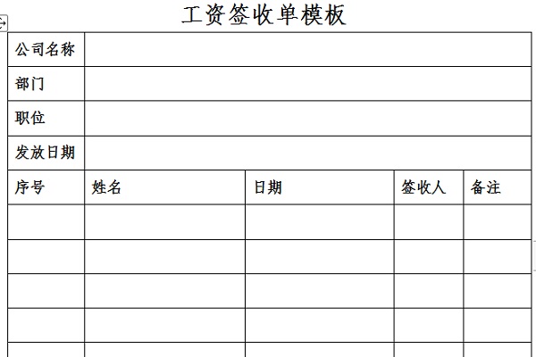 工资签收单模板