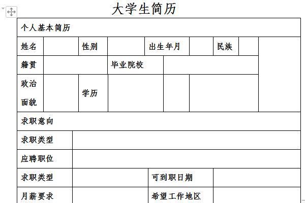 大學(xué)生簡歷優(yōu)秀范文截圖