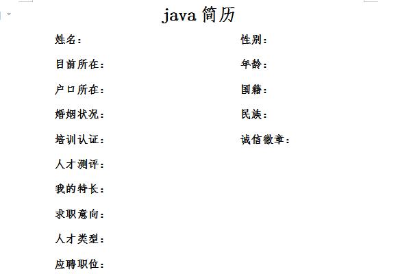 java简历