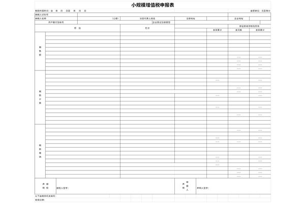 小规模增值税申报表