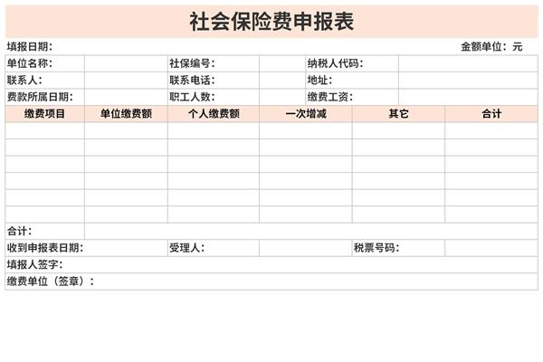 社会保险费明细申报表