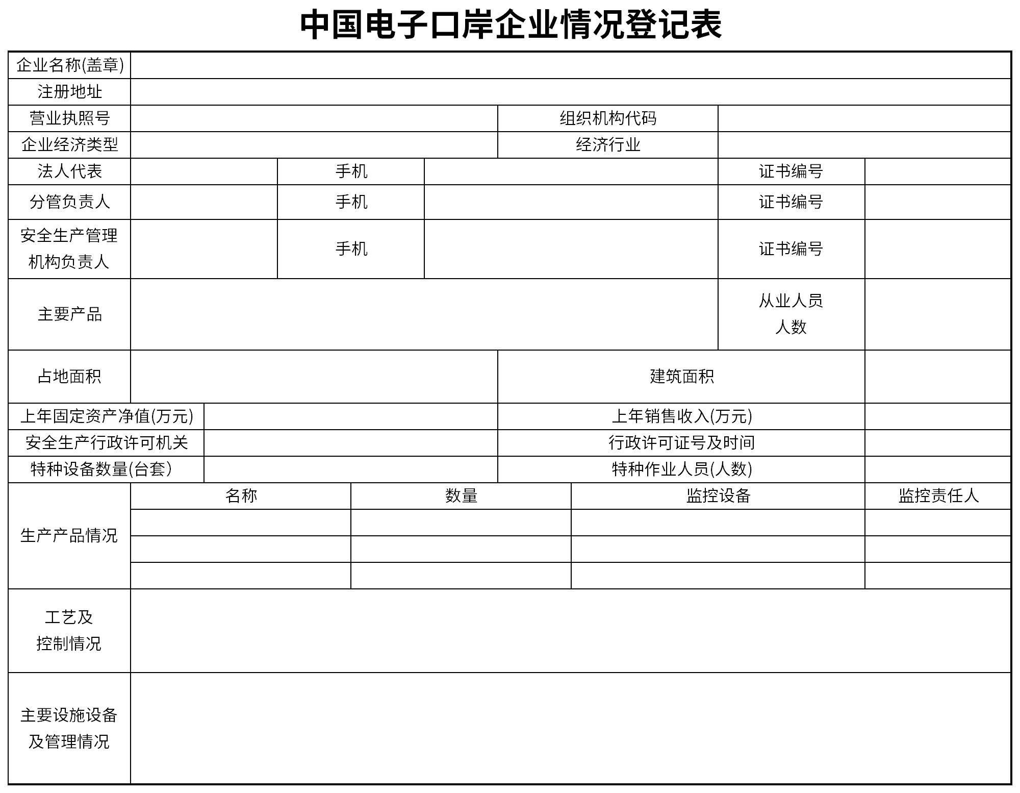 中國電子口岸企業(yè)情況登記表截圖