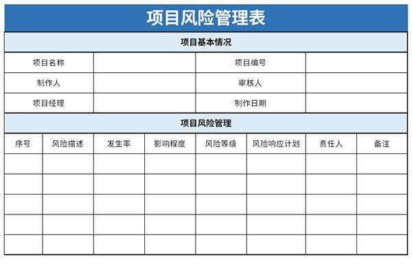 项目风险管理表