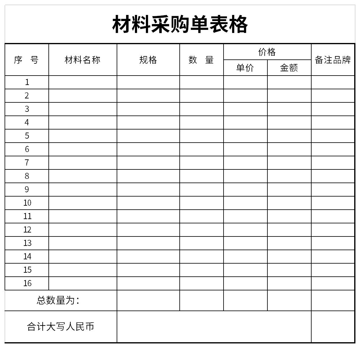 材料採購申請單excel格式下載-華軍軟件園