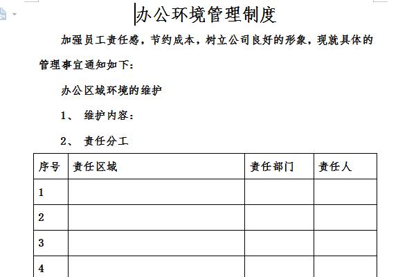 办公环境管理制度