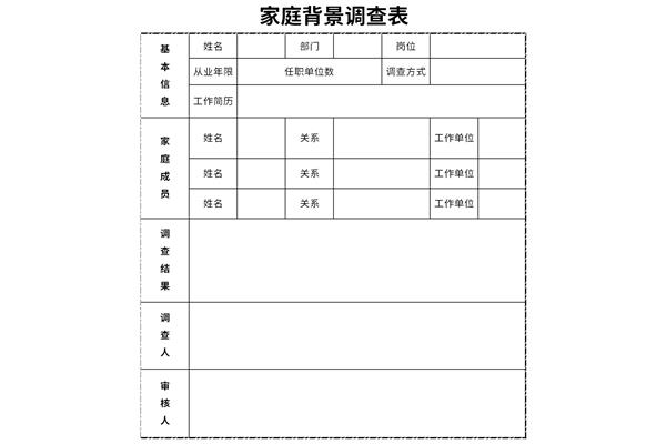 家庭信息调查表