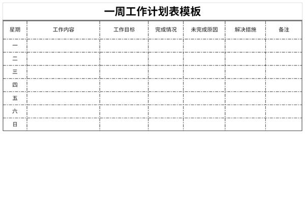 一周工作计划表模板