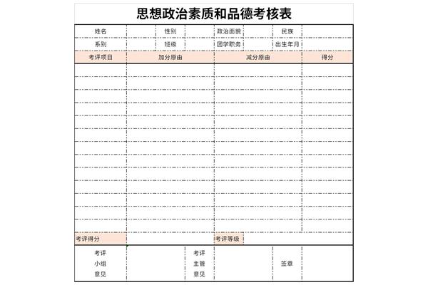 思想政治素质和品德考核表