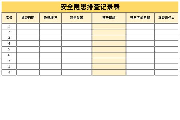 安全隐患排查记录表