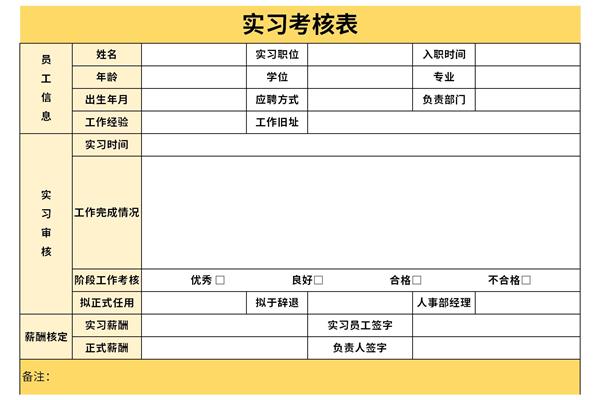 实习生考核表