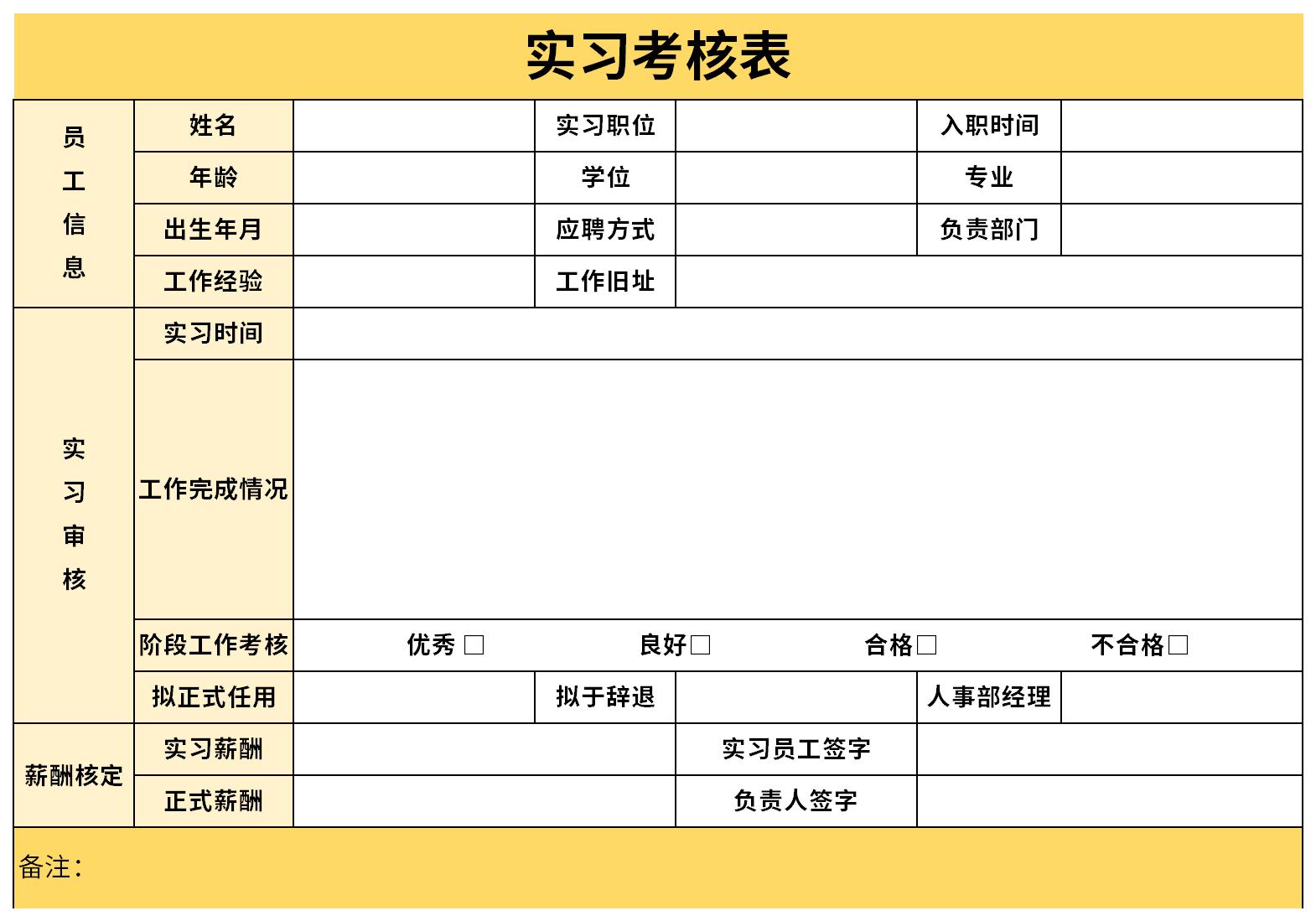 畢業(yè)實(shí)習(xí)考核表截圖