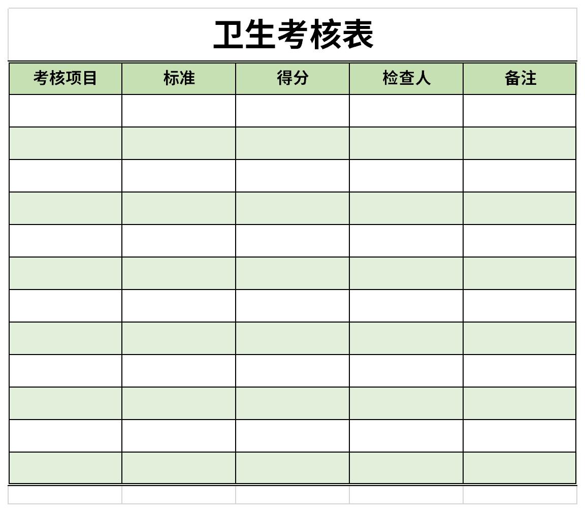 衛(wèi)生考核表截圖